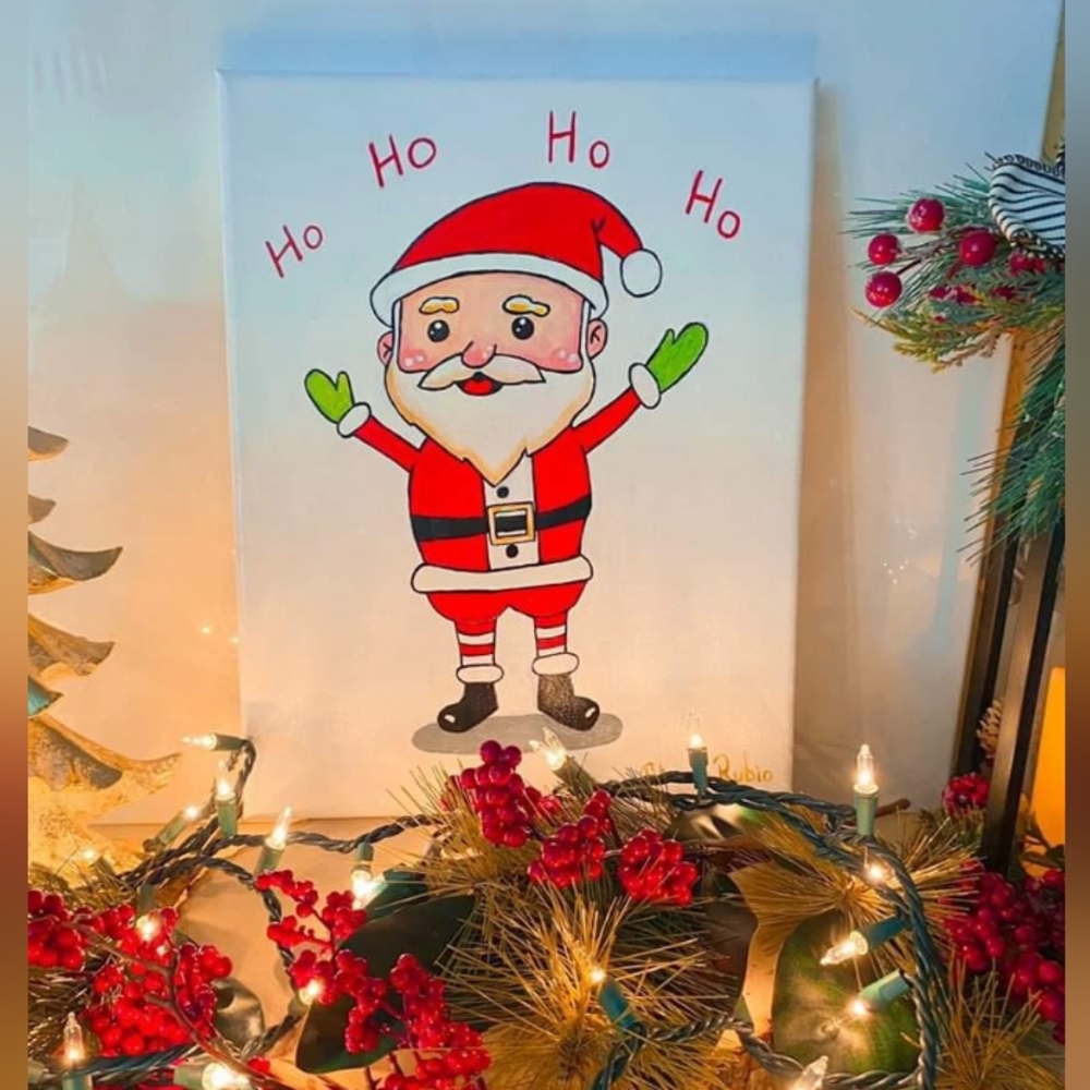 Santa Claus Acrylic on canvas painting 11"×14"